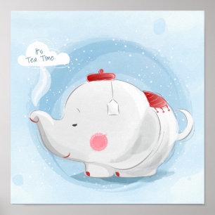 Poster Elefante personalizado de formação de aquarelas