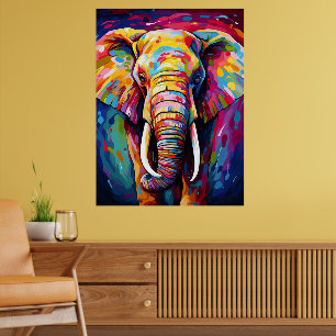 Poster elefante pintado em cores brilhantes