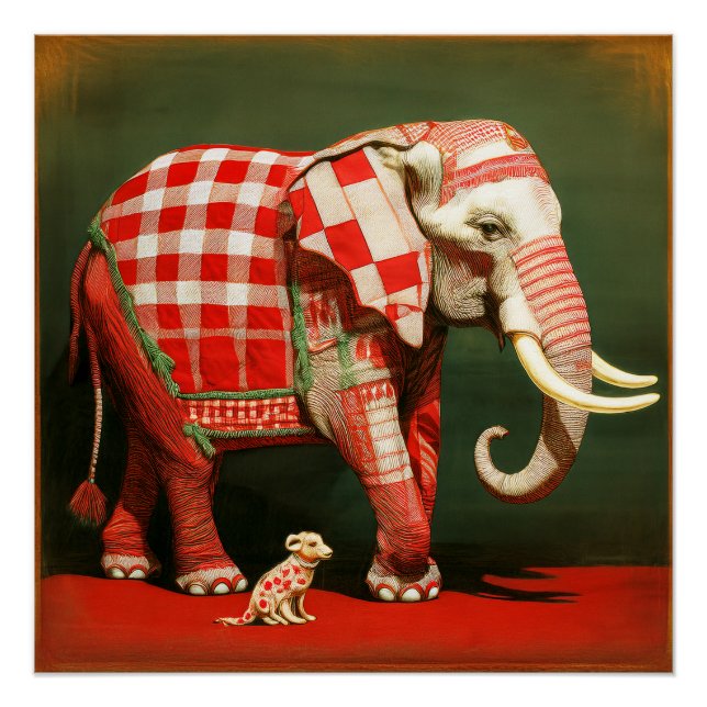Póster Elefante Rosa E Chihuahua Bolinhas (Frente)