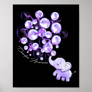 Poster Elefante Soprando Roxo-Roxo Sobredosagem