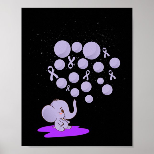 Poster Elefante Soprando Roxo-Roxo Sobredosagem (Frente)