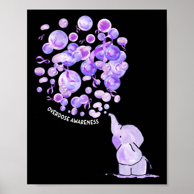 Poster Elefante Soprando Roxo-Roxo Sobredosagem (Frente)