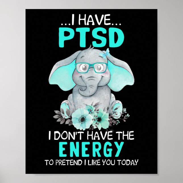 Poster Elefante, tenho consciência PTSD (Frente)