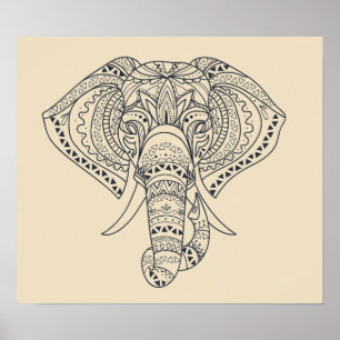 Poster Elefante tribal Arte animal africana