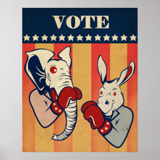 Póster Elefante vs. Donkey