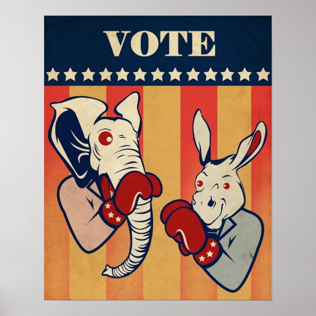 Póster Elefante vs. Donkey (Frente)