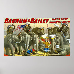 Poster Elefantes do vintage de Barnum Bailey
