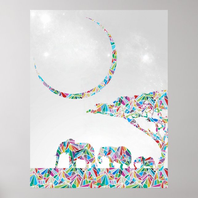 Poster Elefantes na Savana (Frente)