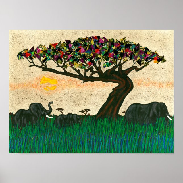 Poster Elefantes nos Planes da África (Frente)