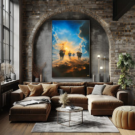 Poster Elefantes Surrealistas no Céu Místico – Arte Surre