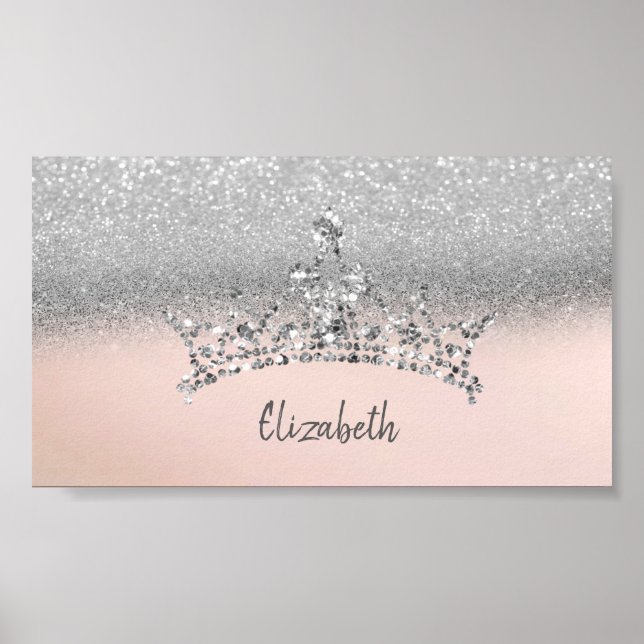 Poster Elegan Trendy Silver Glitter Tiara (Frente)