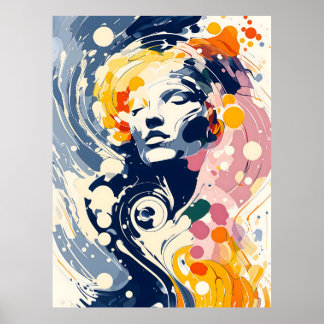 Poster Elegância abstrato - Cores giratórias e Emoção