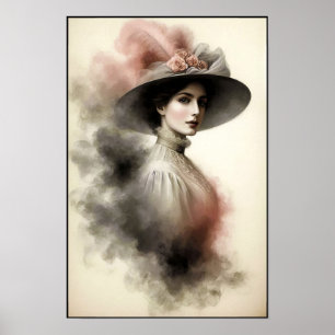 Poster Elegância Atemporal em Retrato Sombrio
