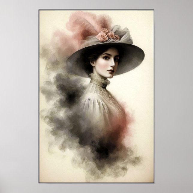 Poster Elegância Atemporal em Retrato Sombrio (Frente)