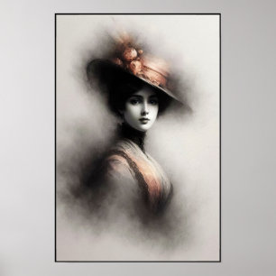 Poster Elegância Atemporal em Retrato Sombrio
