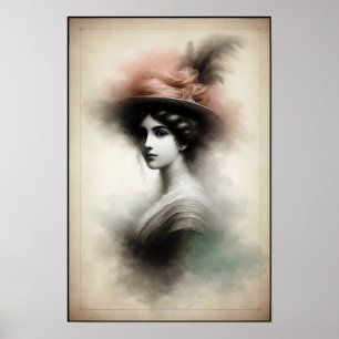 Poster Elegância Atemporal em Retrato Sombrio