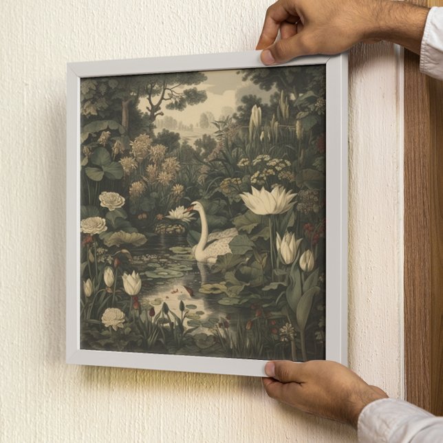 Poster Elegância Botânica - Cisne na Floresta (Criador carregado)