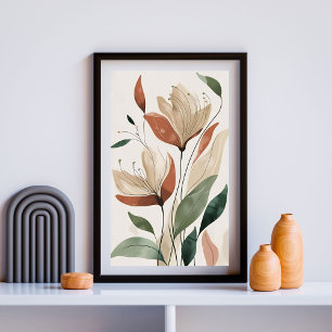Poster Elegância Botânica Rosada III – Floral Minimalista
