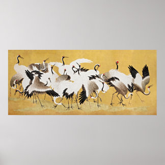 Poster Elegância do eterno: Bando de guindastes japonês