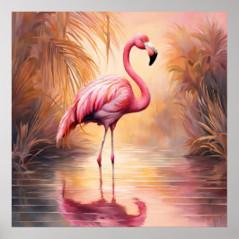 Poster Elegância do Flamingo Rubor Dourado