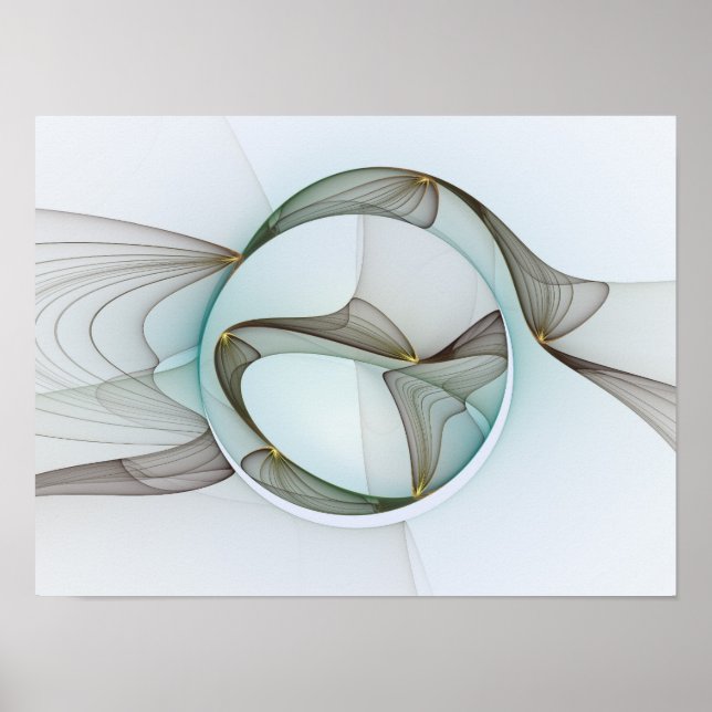 Póster Elegância Dourada abstrato Moderna Turquesa Brown (Frente)