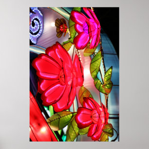 Poster Elegância Elétrica em Rosa