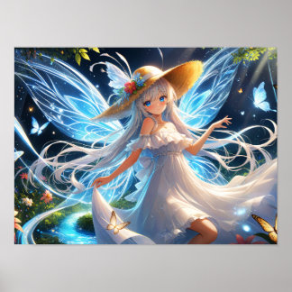 Poster Elegância Encantada de Fada Fantasia de Meadow