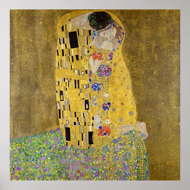 Poster Elegância eterno: "O Beijo" de Gustav Klimt (Frente)