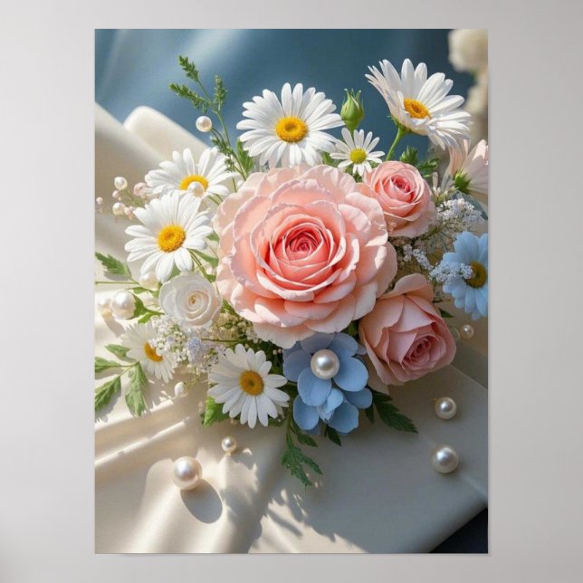 Poster Elegância Floral Atemporal encontra-se com romance (Frente)