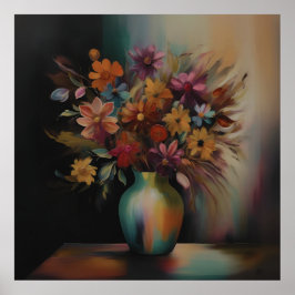 Poster Elegância Floral no Petróleo