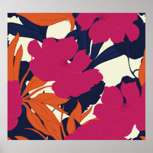 Poster elegância floral: padrão abstrato