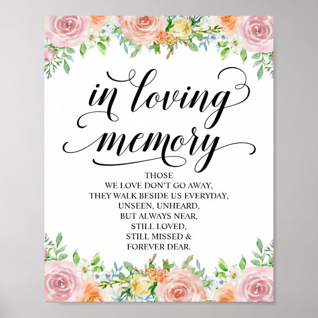 Poster Elegância Floral Sinal de Memória de Casamento Flo (Frente)