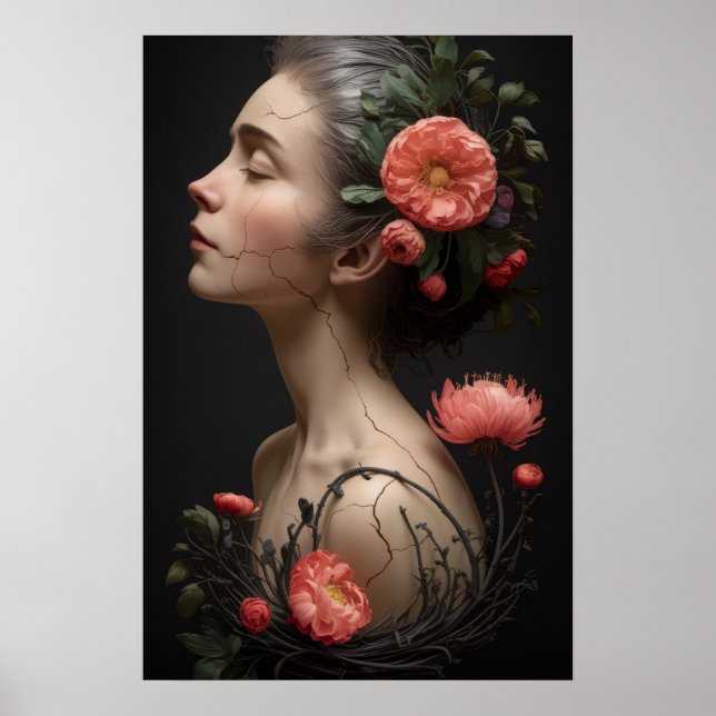 Poster Elegância Fraturada - Blossomas da Alma (Frente)