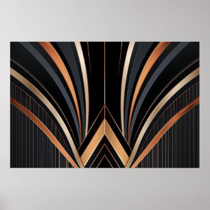 Poster Elegância Geométrica Metálica Art Déco