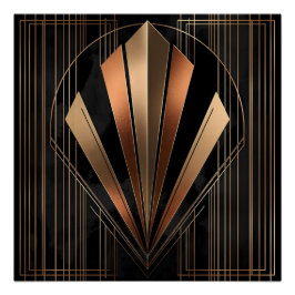 Póster Elegância Geométrica Metálica Art Déco