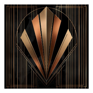 Póster Elegância Geométrica Metálica Art Déco