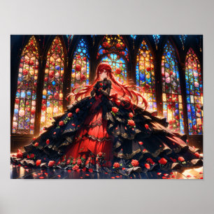 Poster Elegância Rosa Carmesim 