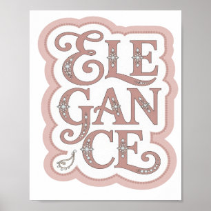 Poster ELEGÂNCIA Rosa JOCOSA Arte de Texto 3D