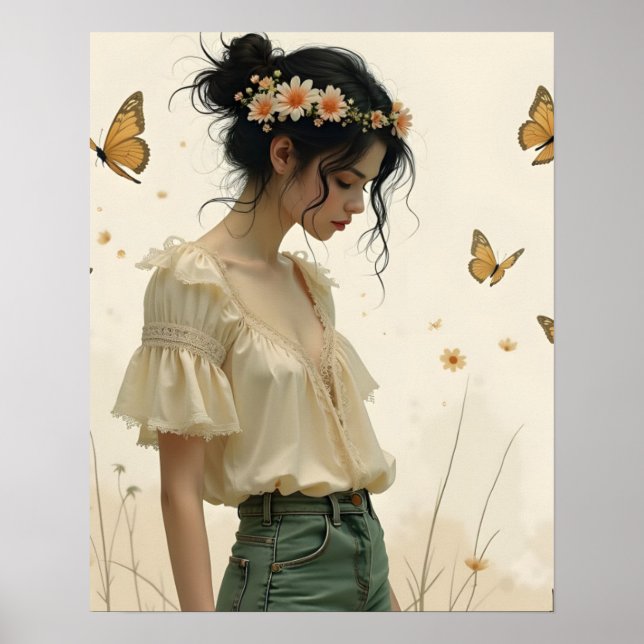 Poster Elegância Suave em uma Dança de Borboleta (Frente)