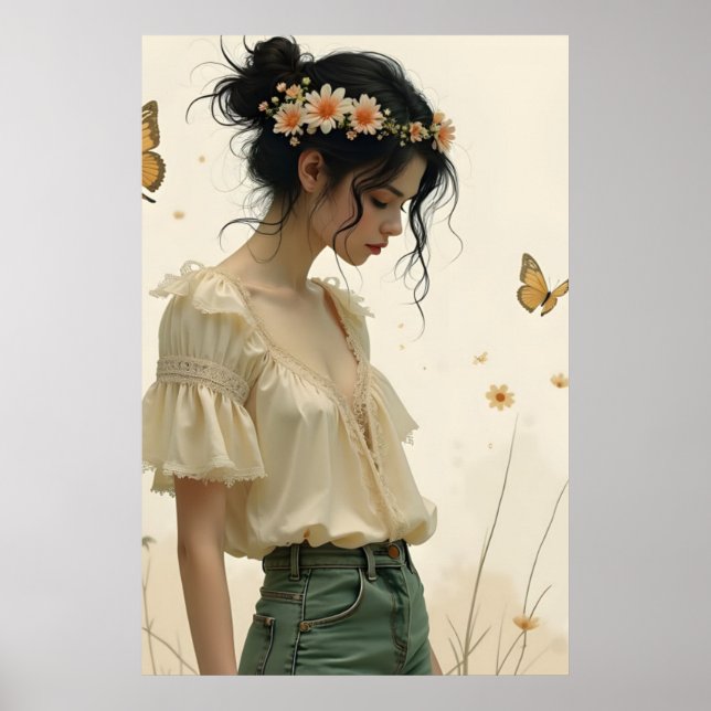 Poster Elegância Suave em uma Dança de Borboleta (Frente)