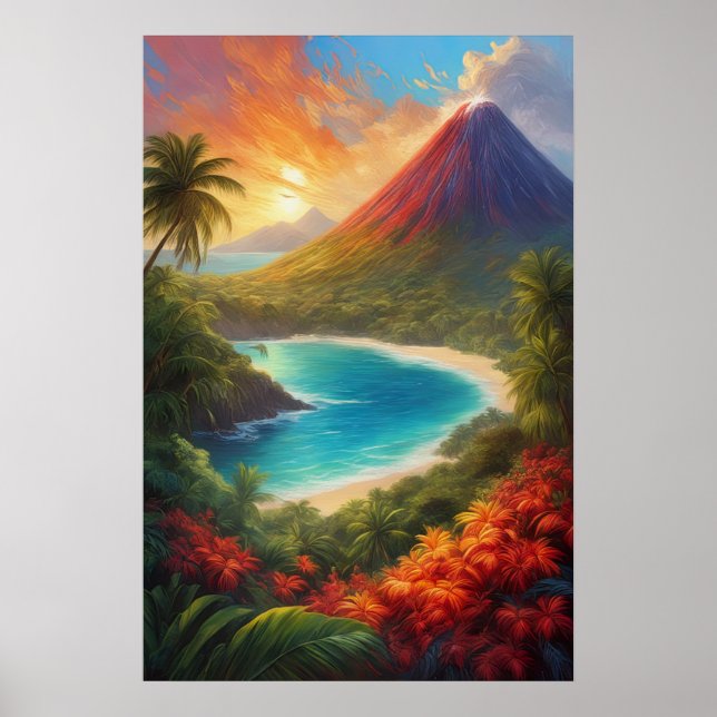 Poster Elegância Tropical, Orange Dusk (Frente)