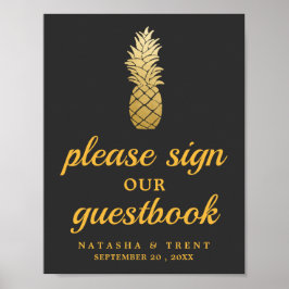 Poster Elegância tropical | Sinal de Casamento de Ananás