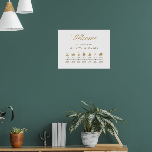 Poster Elegant and Minimal Wedding Order of Events Sign  (Sala de Estar 1)
