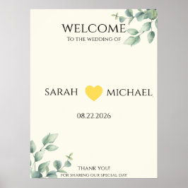 Poster Elegant and minimalist Wedding Welcome Sign