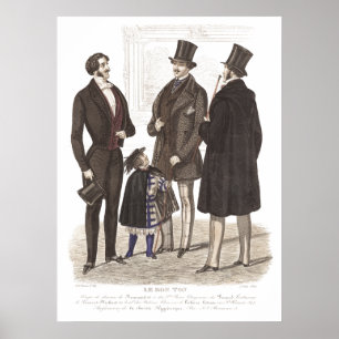 Poster Elegant Biedermeier Gentlemen in Top Hats