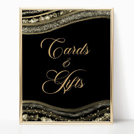 Poster Elegant Black Gold Agate Cards & Gifts Sign