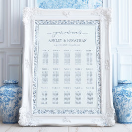 Poster Elegant Blue Chinoiserie Wedding Seating Chart