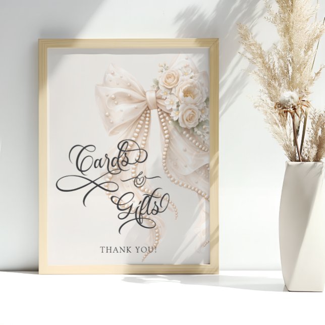Poster Elegant Bow Floral Cards and Gifts (Criador carregado)