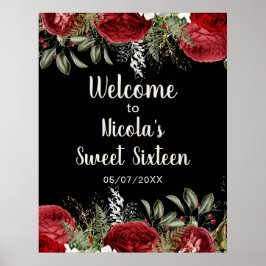 Poster Elegant Christmas Red Flowers Sweet Sixteen