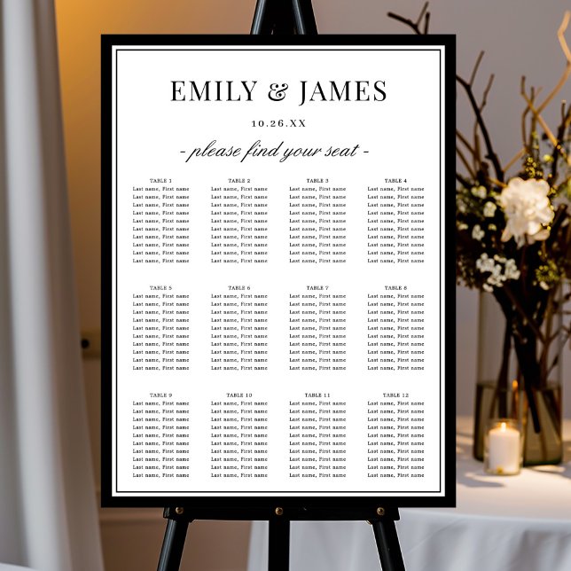 Poster Elegant Classic Border Wedding Seating Chart (Criador carregado)
